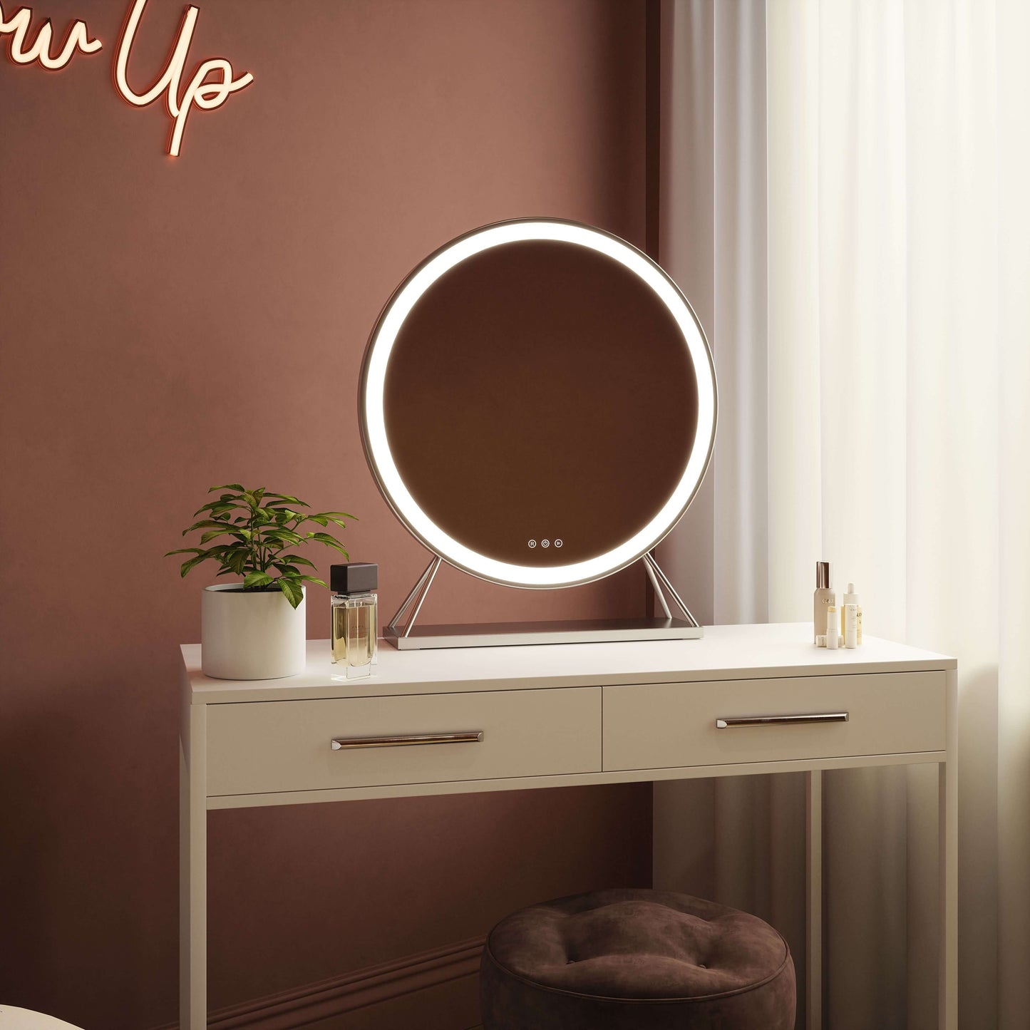 Isla Round Silver LED Mirror – 60cm Diameter