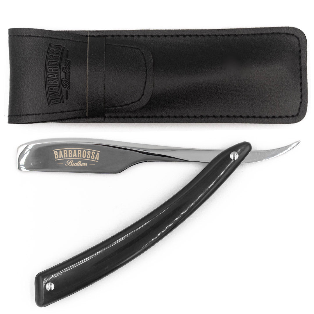 Japanese Kamisori Cut Throat Razor - Foldable - in Jet Black