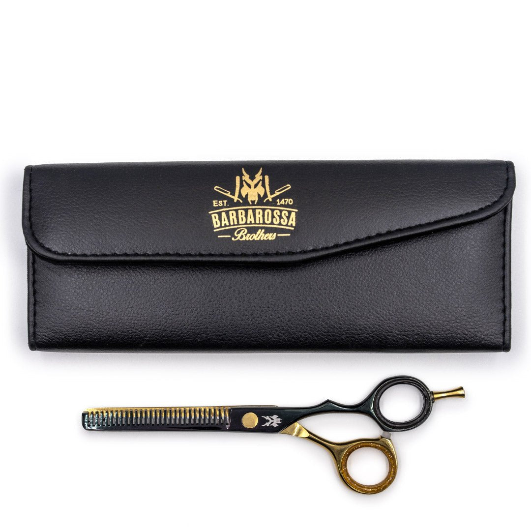 Japanese Steel 6" Thinning Scissors - Matt Black & 24k Gold Plated