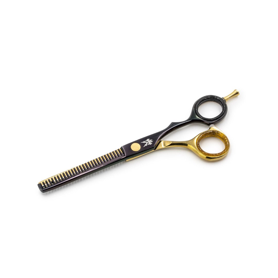 Japanese Steel 6" Thinning Scissors - Matt Black & 24k Gold Plated
