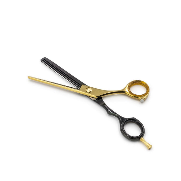 Japanese Steel 6" Thinning Scissors - Matt Black & 24k Gold Plated