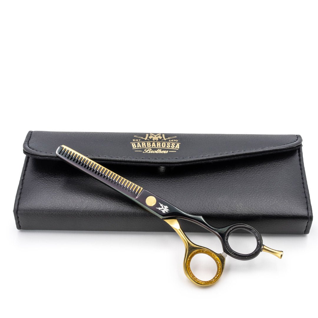 Japanese Steel 6" Thinning Scissors - Matt Black & 24k Gold Plated