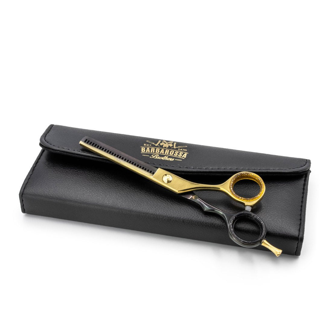 Japanese Steel 6" Thinning Scissors - Matt Black & 24k Gold Plated