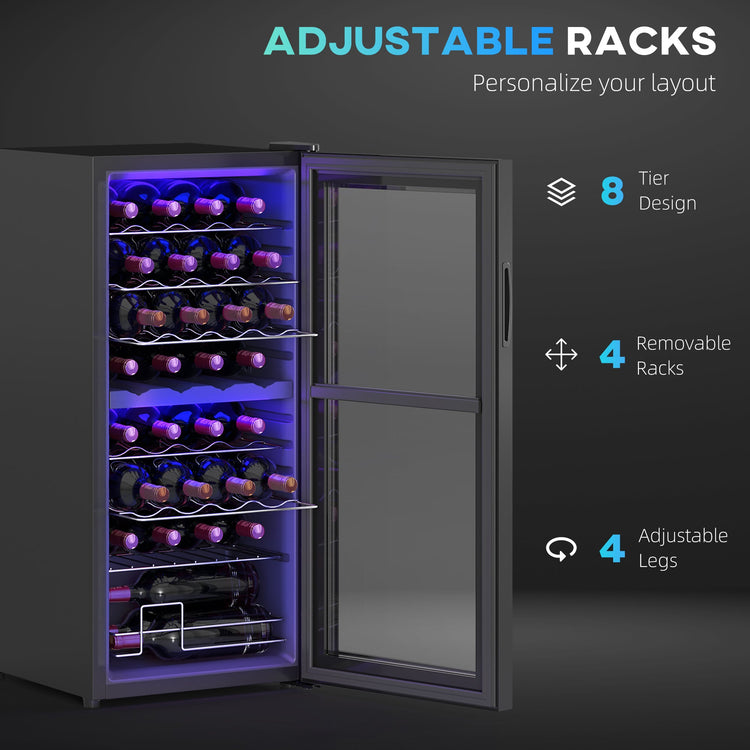 HOMCOM 32 Bottle Dual Zone 5-18\'e2\'84\'83 Wine Fridge - Black