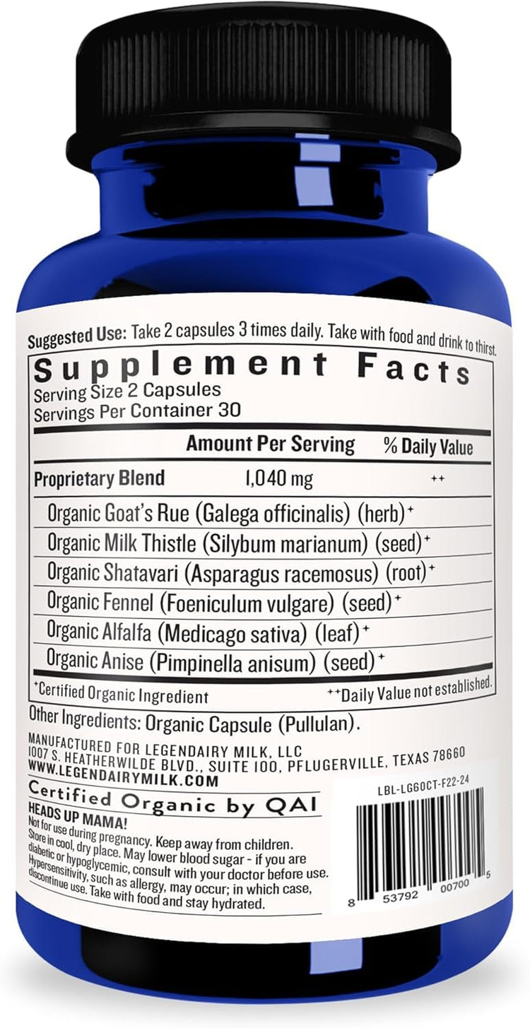 Legendairy Milk Liquid Gold Lactation Support – Organic Goats Rue, Milk Thistle, Shatavari, Fennel, Alfalfa & Anise | 60 Count (Pack of 3)