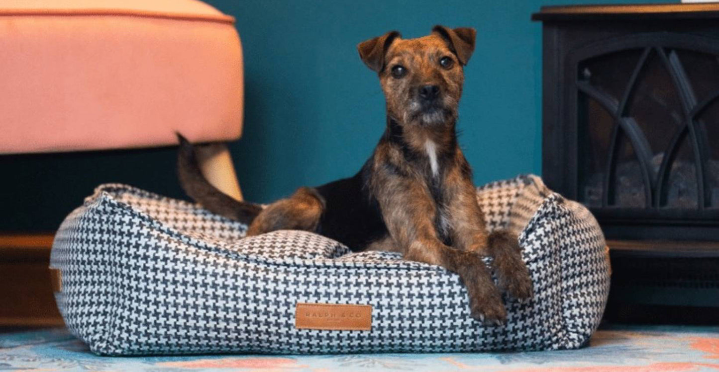 THE KENSINGTON | LUXURY HOUNDSTOOTH BOLSTER DOG BED