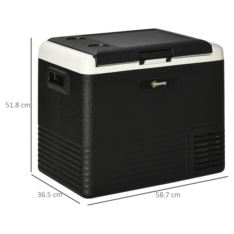 Outsunny 50L Car Refrigerator, Portable Compressor Car Fridge Freezer, Electric Cooler Box with 12/24V DC and 110-240V AC for Camping, Driving, Picnic, Down to -20\'e2\'84\'83