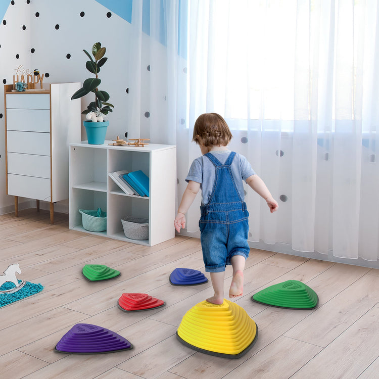 AIYAPLAY 6-Piece Stepping Stones for Kids, Stackable Sensory Toys Outdoor Indoor, Obstacle Course for Balance and Motor Skills