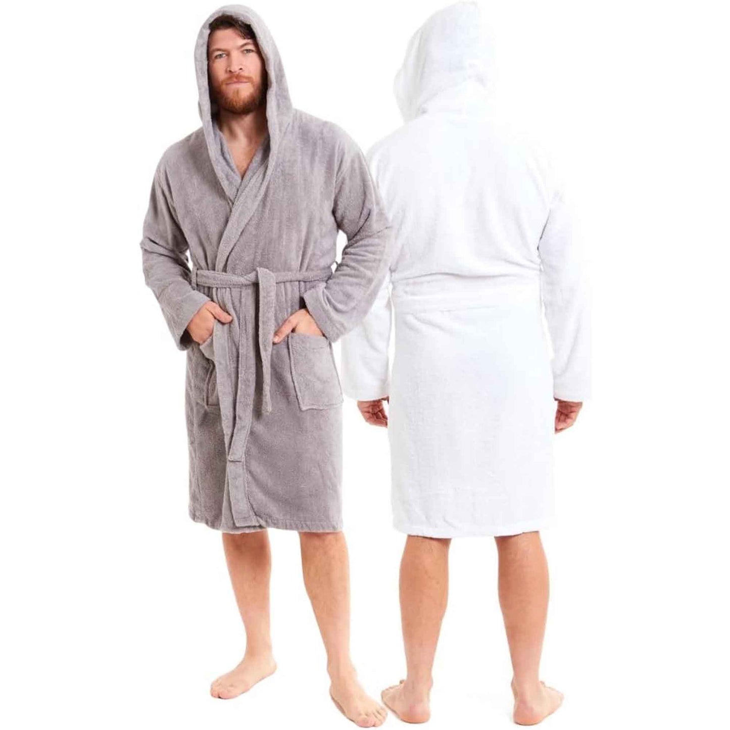 Toro Rocco Men's Bamboo Hooded Bath Robe Towelling Gown Quick Dry Ultra Absorbent Cotton Cosy Super Soft Hotel-Style Robe