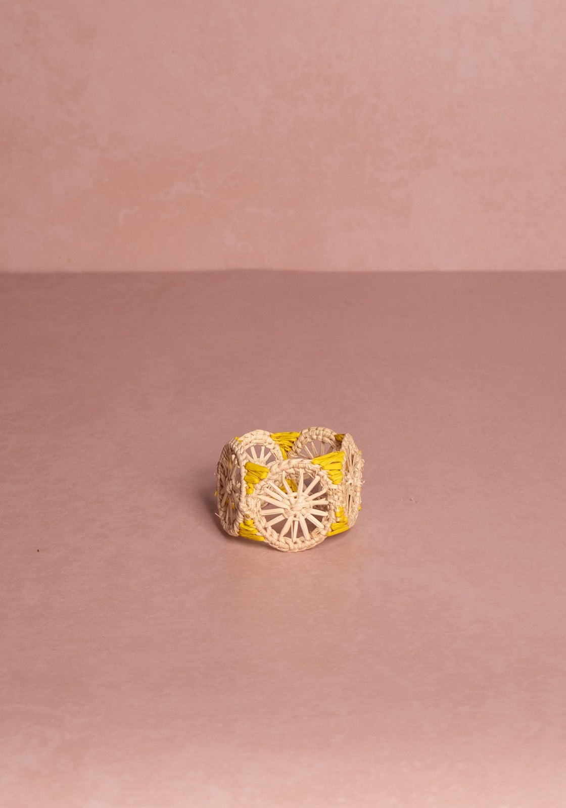 Atlántico Iraca Woven Napkin Ring, Yellow - Set of 4