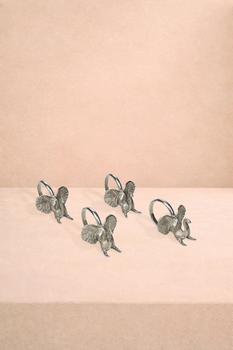Elephant Safari Pewter Napkin Ring - Set of 4