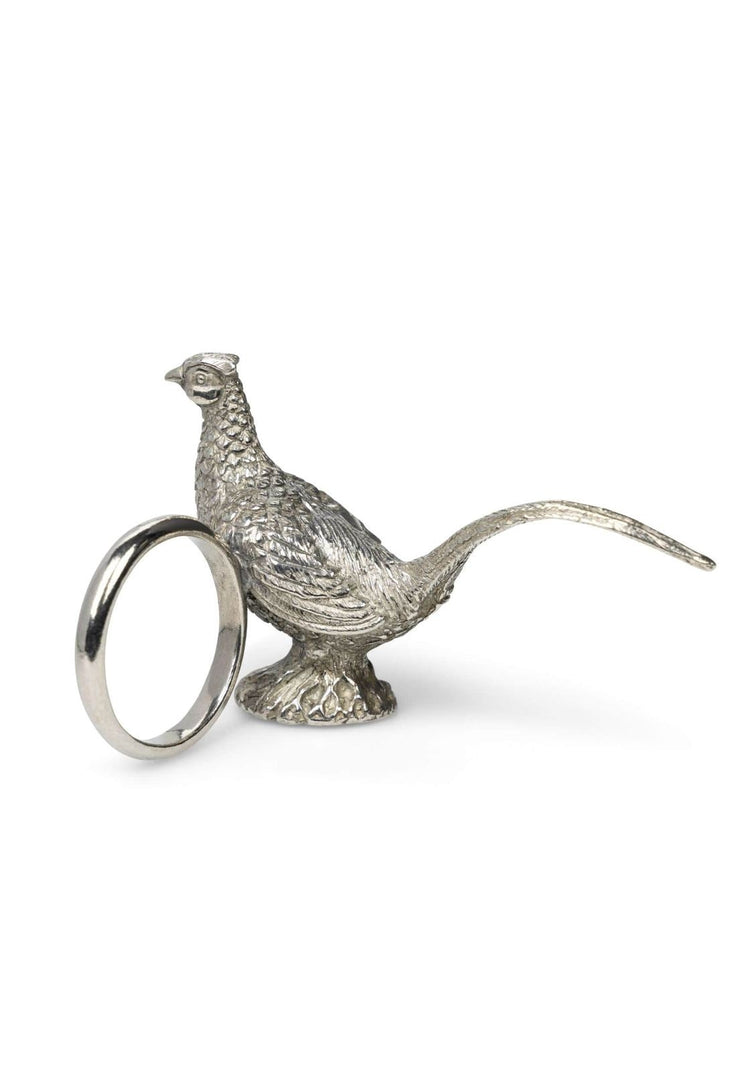 Pheasant Feathered Pewter  Napkin Ring - Set of 4