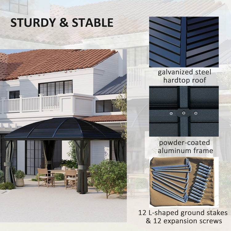 Outsunny 3 x 4m Hardtop Gazebo Aluminium Garden Pavilion Dark Grey