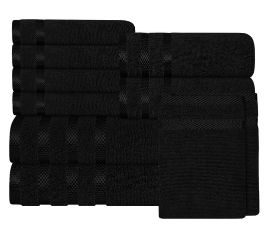 OLIVIA ROCCO Towels Belmont Viscose Stripe Black 100% Cotton Bath Towels