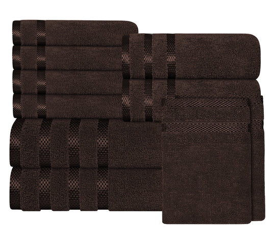 OLIVIA ROCCO Belmont Viscose Stripe Brown Towels 100% Cotton Bath Towels