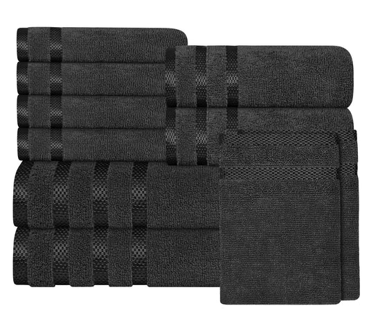 OLIVIA ROCCO Belmont Viscose Stripe Grey Towels 100% Cotton Super Absorbent