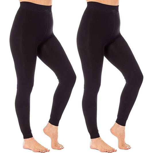 Heatwave Thermalwear Pack Of 2 Womens Ultra Thermal Brushed Black Leggings 140 Denier