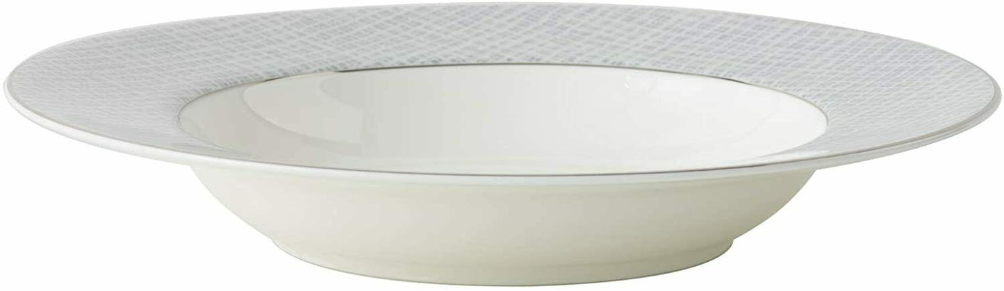 Soup Bowl Pasta Plates Set of 4 Classic Pattern with Silvering Banding