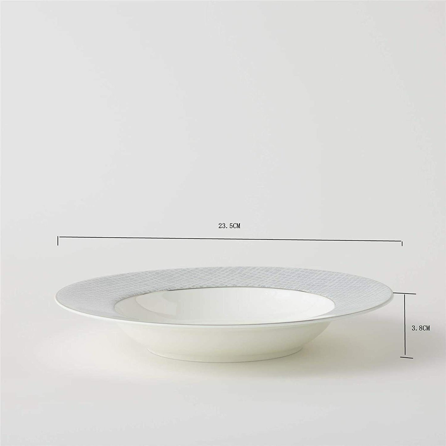 Soup Bowl Pasta Plates Set of 4 Classic Pattern with Silvering Banding
