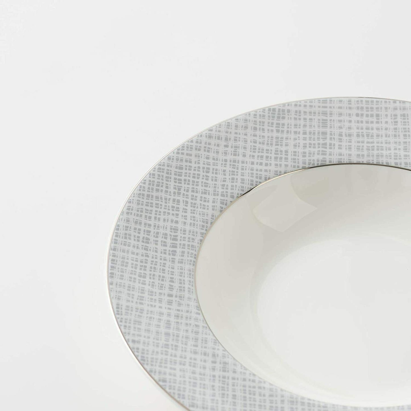 Soup Bowl Pasta Plates Set of 4 Classic Pattern with Silvering Banding