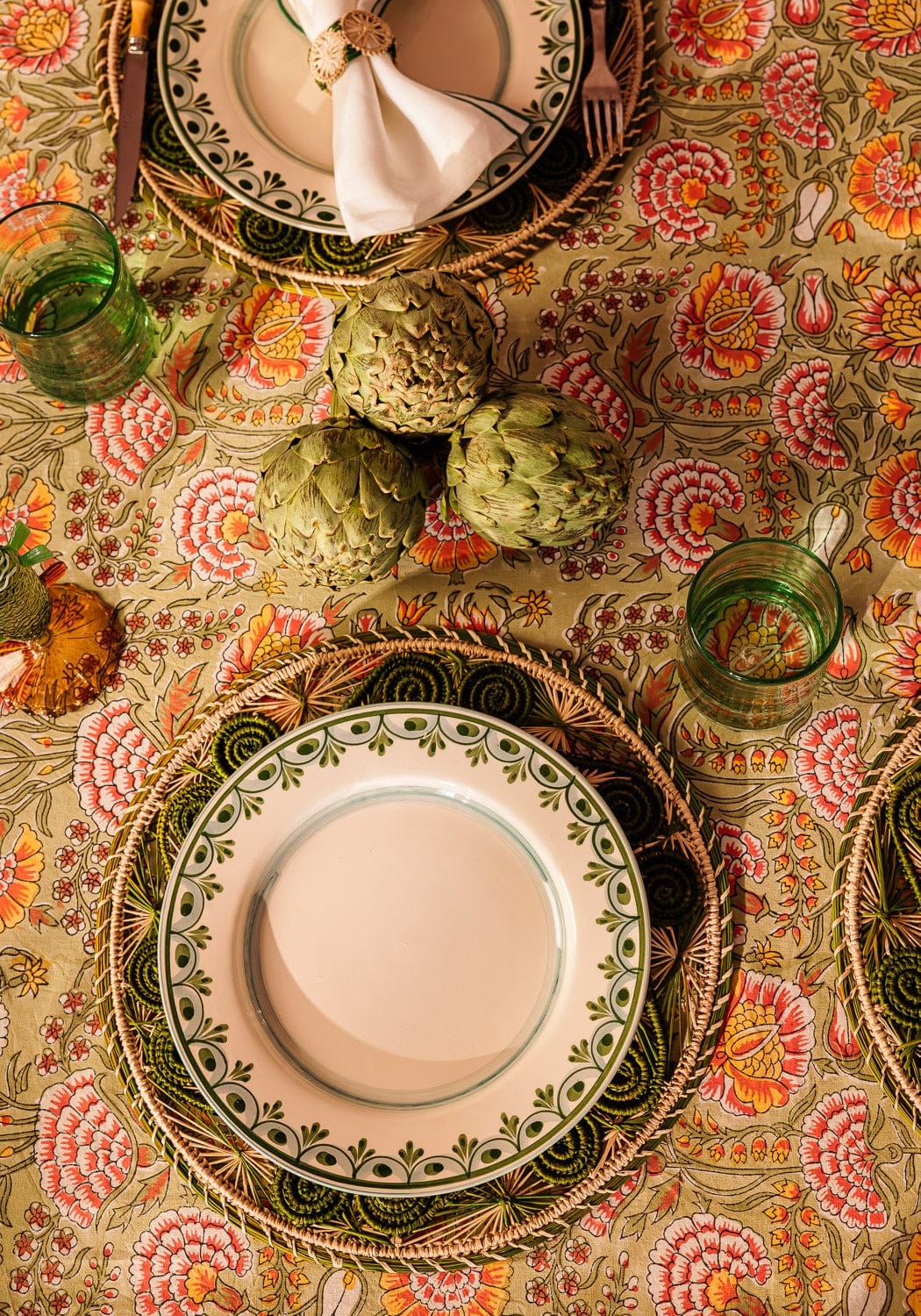 Atlántico Iraca Woven Placemats, Olive Green - Set of 4