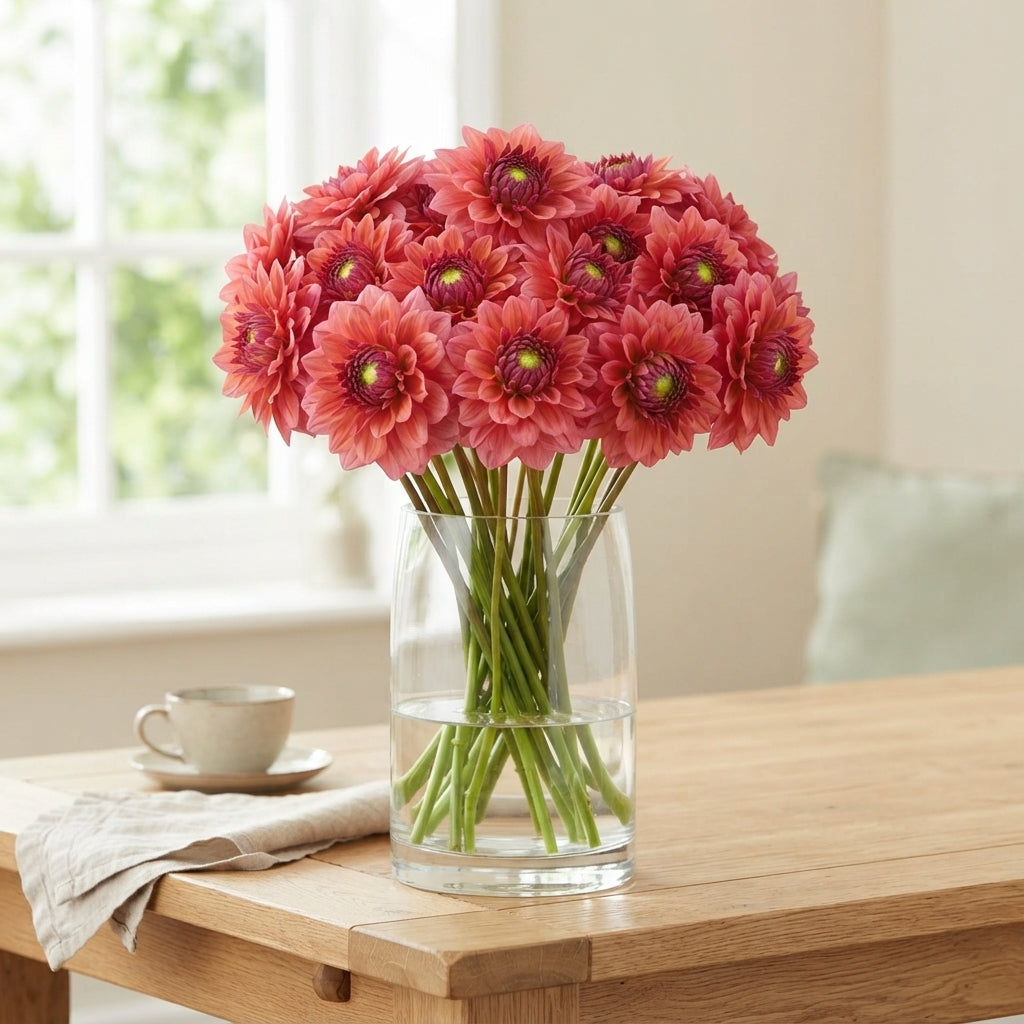 Salmon Runner Dahlia Stems – 60cm