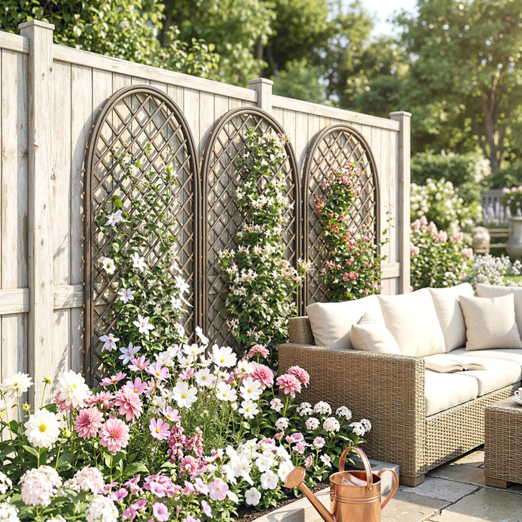 Outsunny Garden Trellis, Decorative Trellis Panels for Climbing Outdoor Plants, Vegetables, Vines, Flowers, Natural Wood Finish