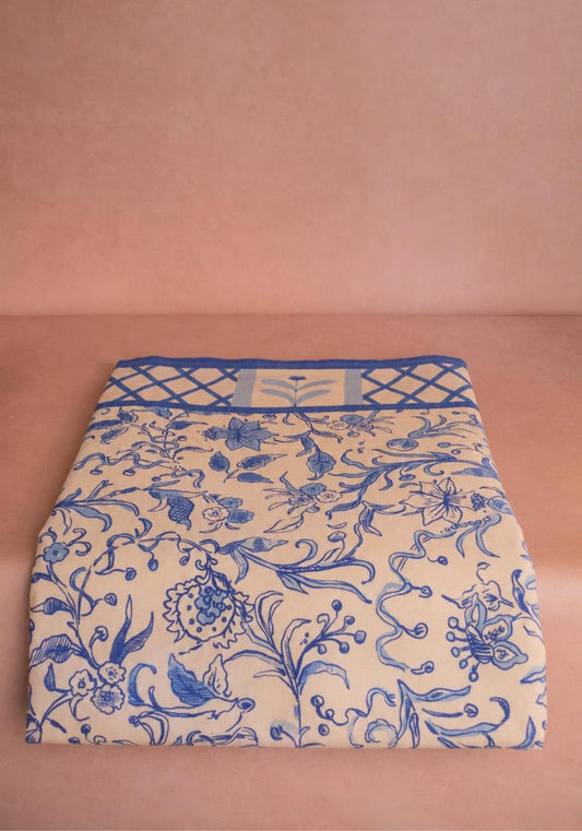 Belgravia Bloom Blue Cotton Tablecloth