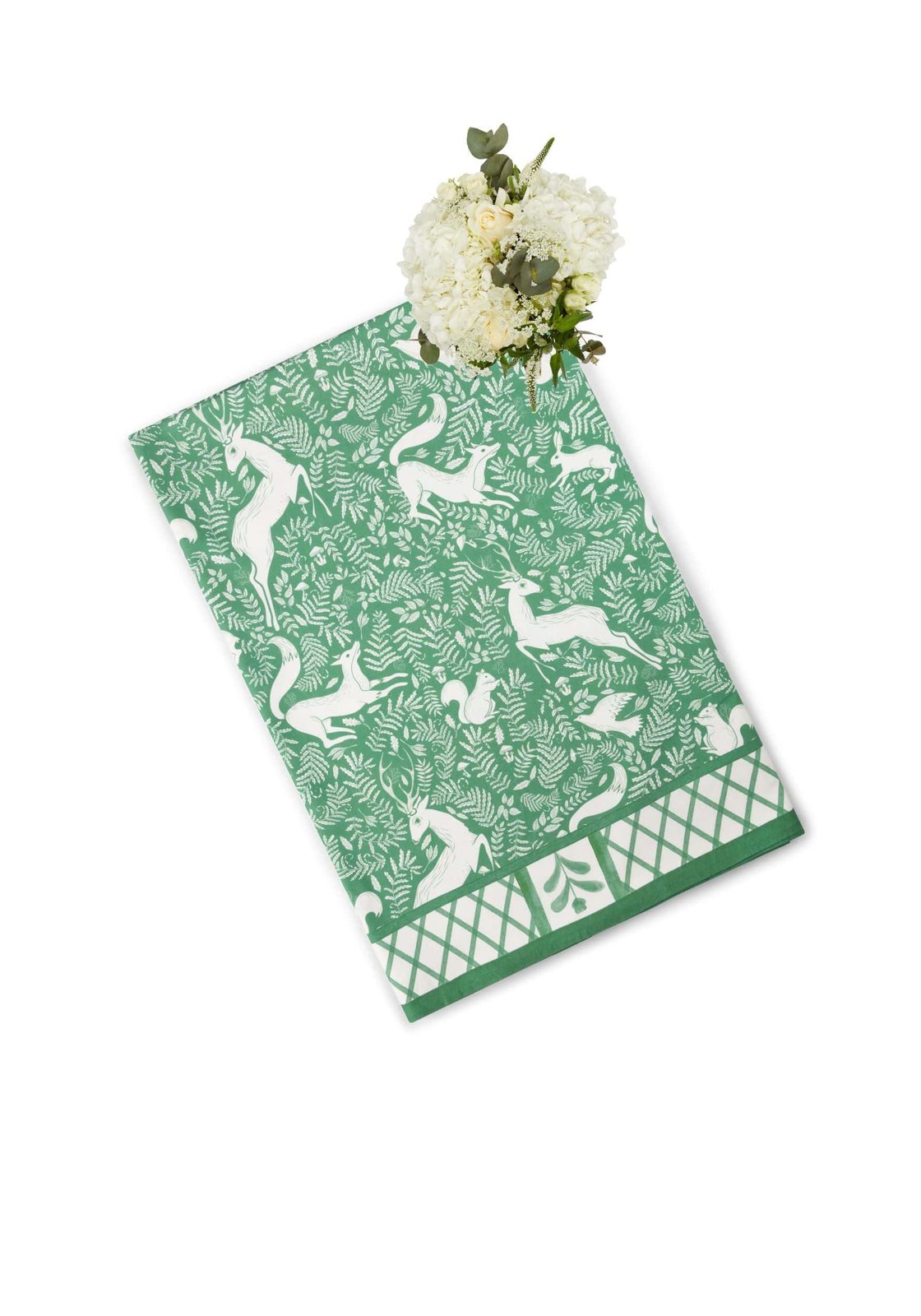 The Wycliffe Woodland Green Cotton Tablecloth