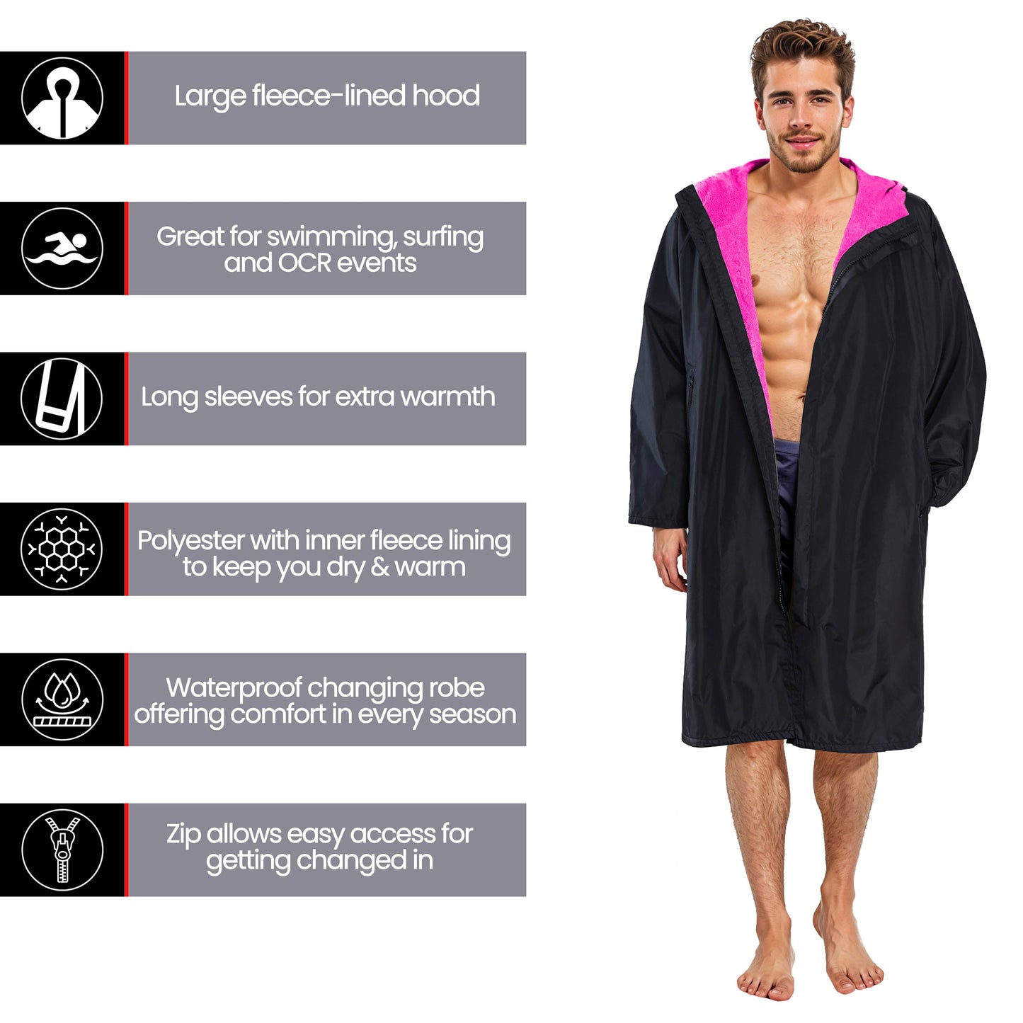 Heatwave Thermalwear Changing Robe Hooded Unisex Adults Waterproof Windproof Outdoor Coat