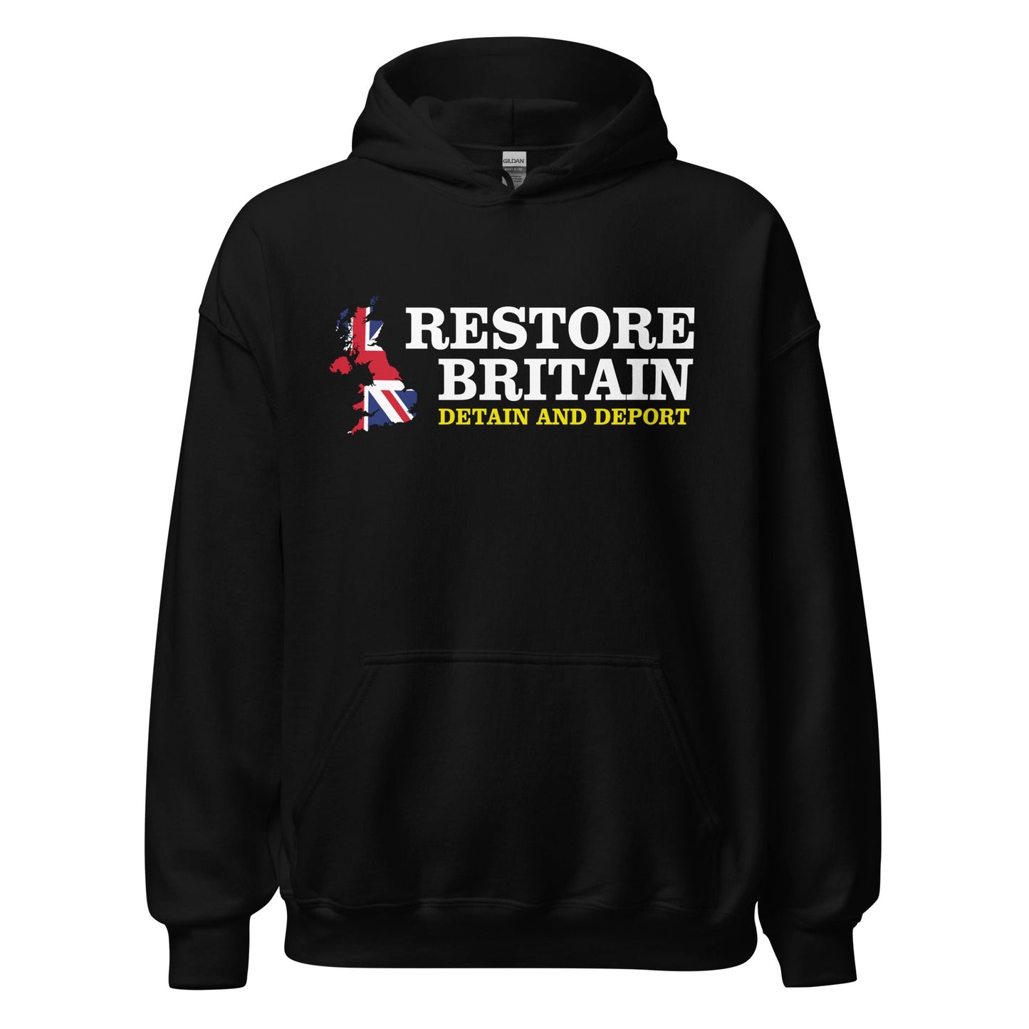 Restore Britain Unisex Hoodie - UK British Hoody Navy Pullover Detain Deport