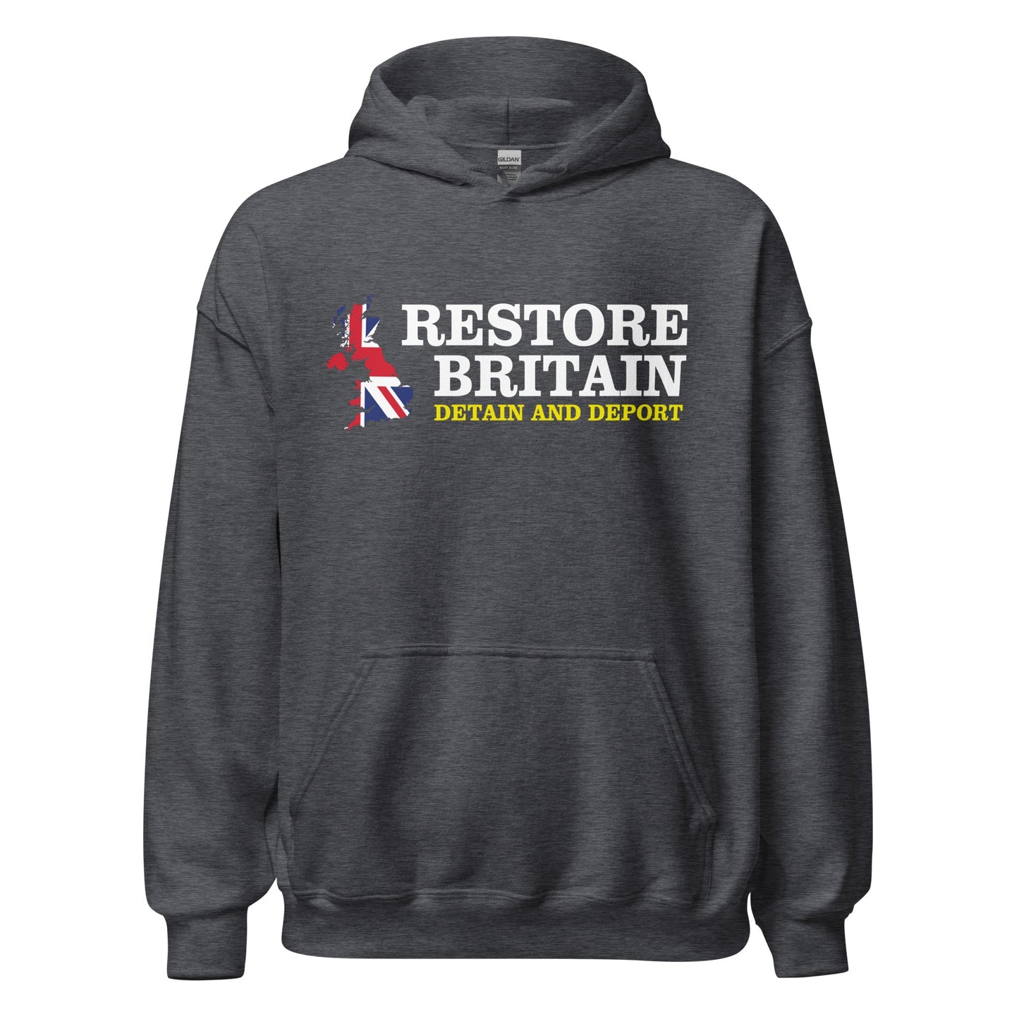 Restore Britain Unisex Hoodie - UK British Hoody Navy Pullover Detain Deport