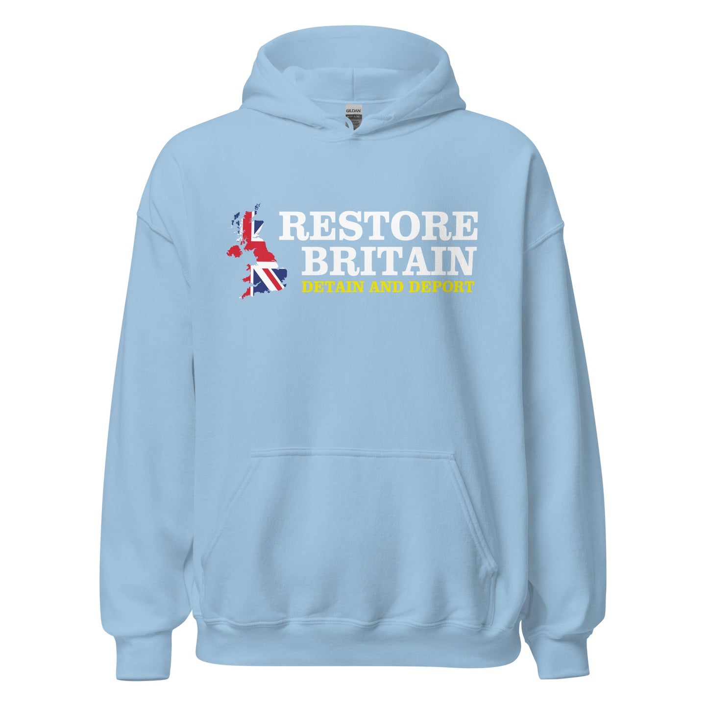 Restore Britain Unisex Hoodie - UK British Hoody Navy Pullover Detain Deport