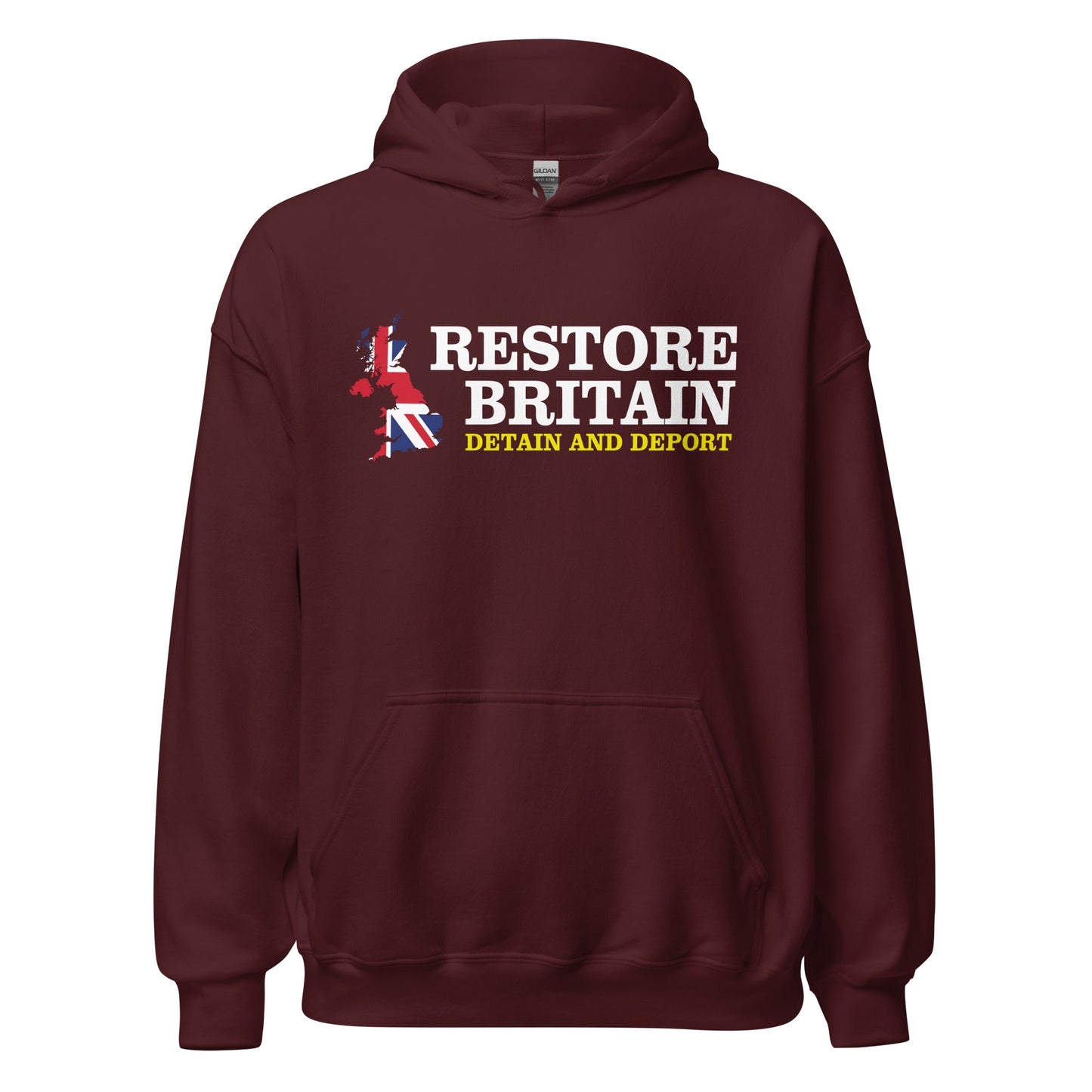 Restore Britain Unisex Hoodie - UK British Hoody Navy Pullover Detain Deport