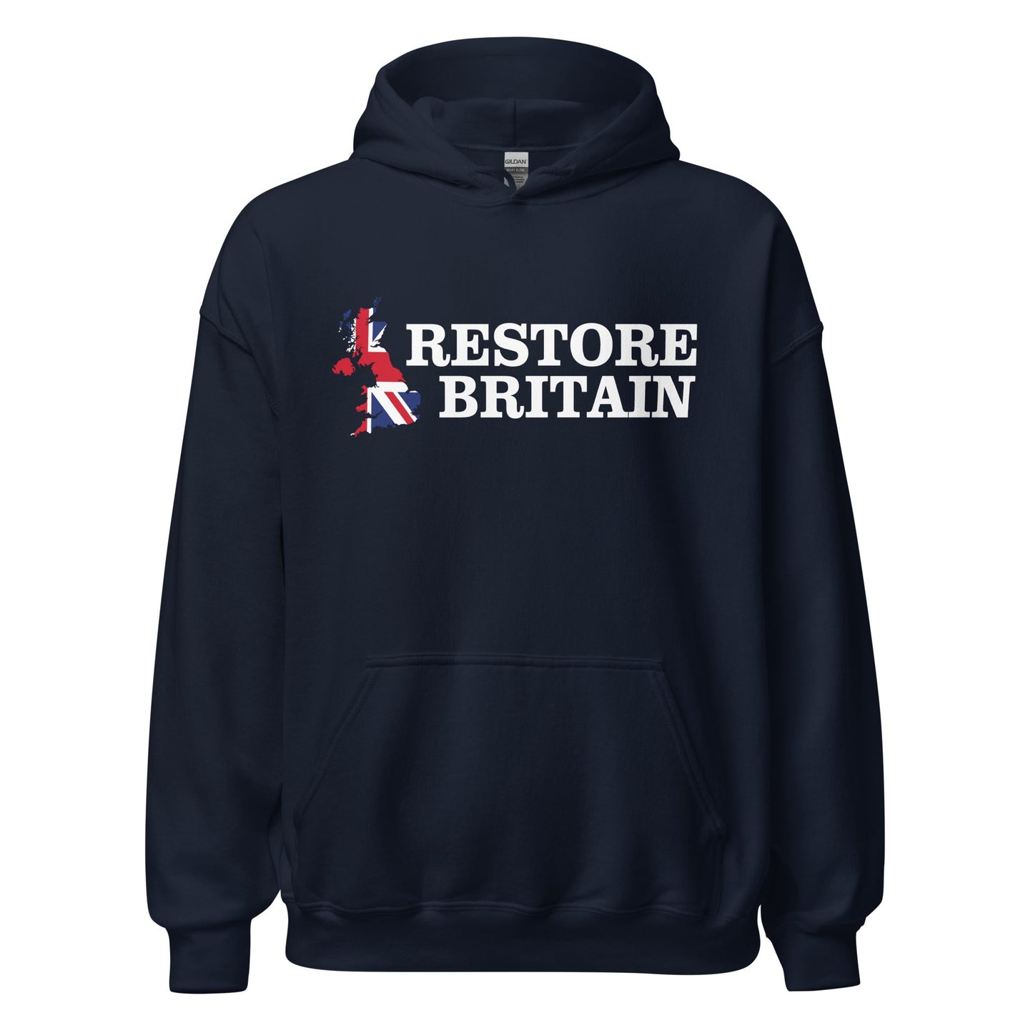Restore Britain Unisex Hoodie - UK Politics British Hoody Navy Pullover Party