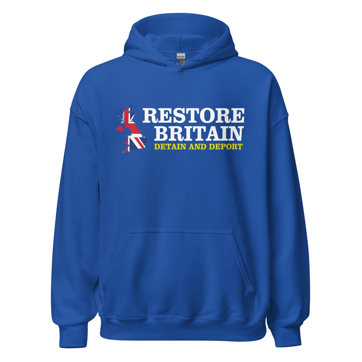 Restore Britain Unisex Hoodie - UK British Hoody Navy Pullover Detain Deport