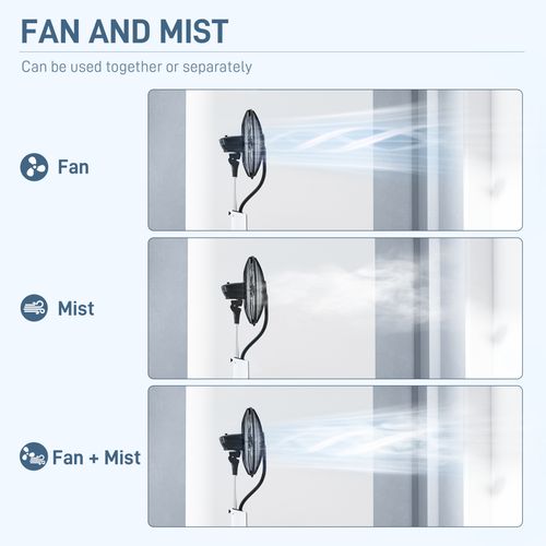 HOMCOM Spray Misting Fan, Pedestal Fan with Oscillation, Tilt, Wheels