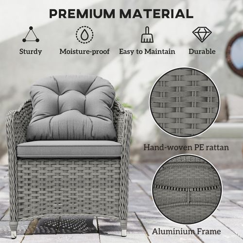 Outsunny PE Rattan Garden Dining Set for 6 with Seat and Back Cushions