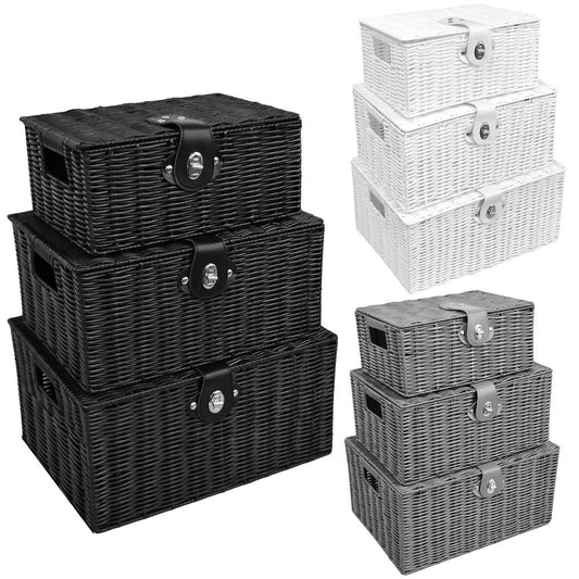 Asab Handwoven Wicker Basket Set - Ideal for Storage, Decor, and More. Portable with Handles. Set of 3. High Quality."(80 characters)