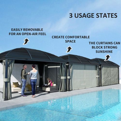Outsunny 3 x 4m Hardtop Gazebo Aluminium Garden Pavilion Dark Grey