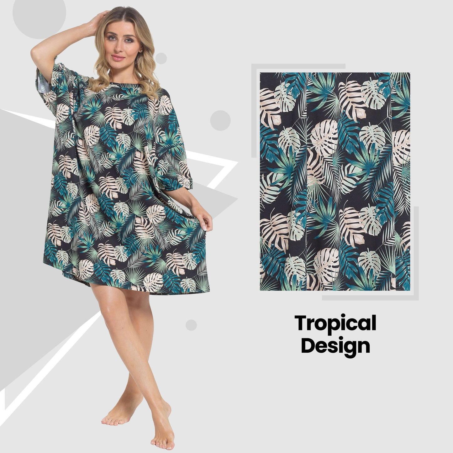 Daisy Dreamer Womens Tropical Baggy Nighty Dress Oversized T Shirt Nighties One Hundred
