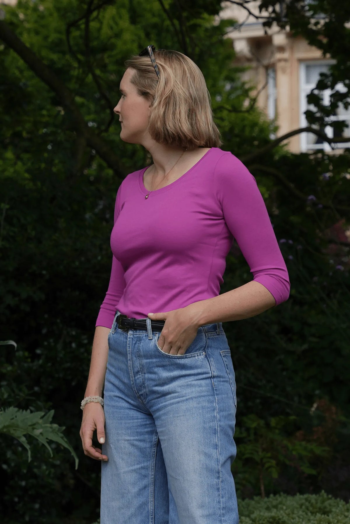 3/4 Sleeve Scoop Neck Cotton Modal T-Shirt