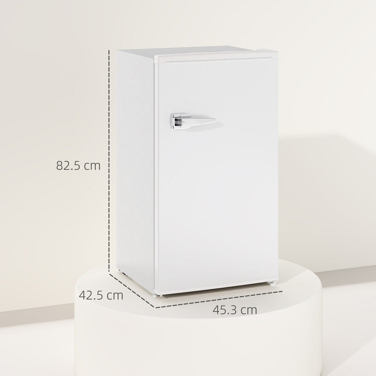 HOMCOM Under Counter Fridge, 85L Small Retro Refrigerator with Chiller Box, Adjustable Thermostat, Glass Shelves, White