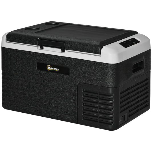 Outsunny 30L Car Refrigerator, Portable Compressor Car Fridge Freezer, Electric Cooler Box with 12/24V DC and 110-240V AC for Camping, Driving, Picnic, Down to -20\'e2\'84\'83