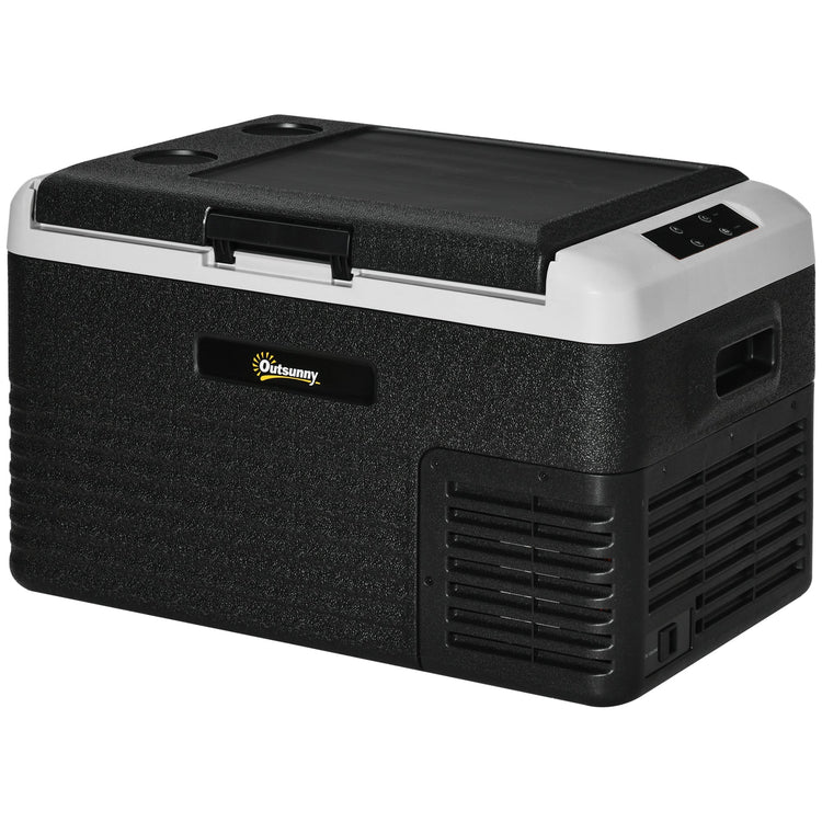 Outsunny 30L Car Refrigerator, Portable Compressor Car Fridge Freezer, Electric Cooler Box with 12/24V DC and 110-240V AC for Camping, Driving, Picnic, Down to -20\'e2\'84\'83