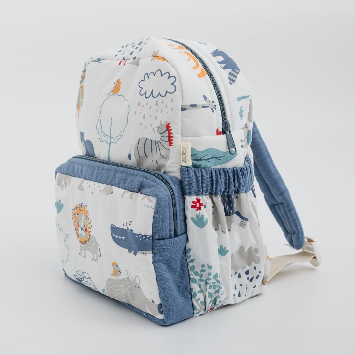 Happy Animal Tribe Personalised School Bag, Hand-Embroidered