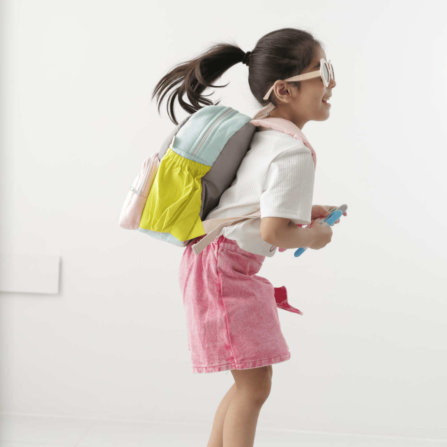 Bright Blocks Personalised School Bag, Hand-Embroidered