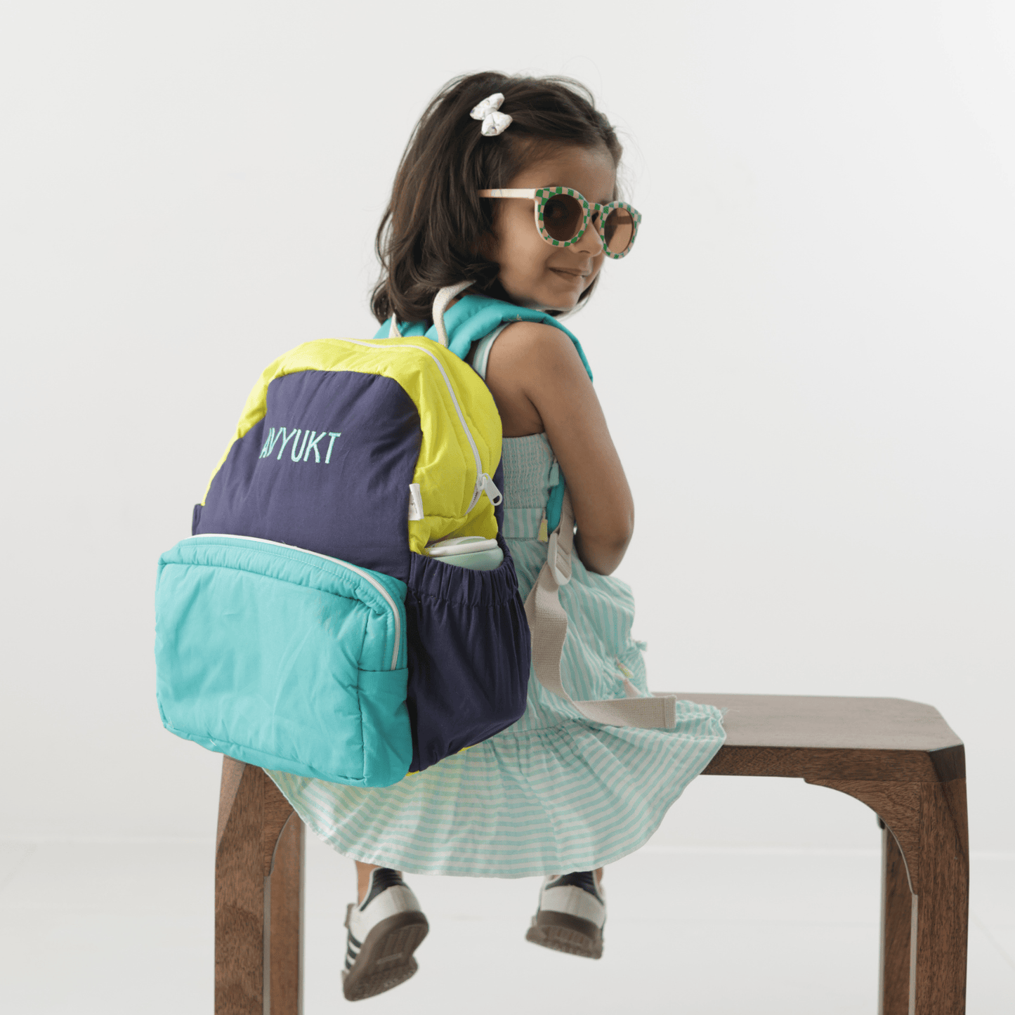 Colour Chaos Personalised School Bag, Hand-Embroidered