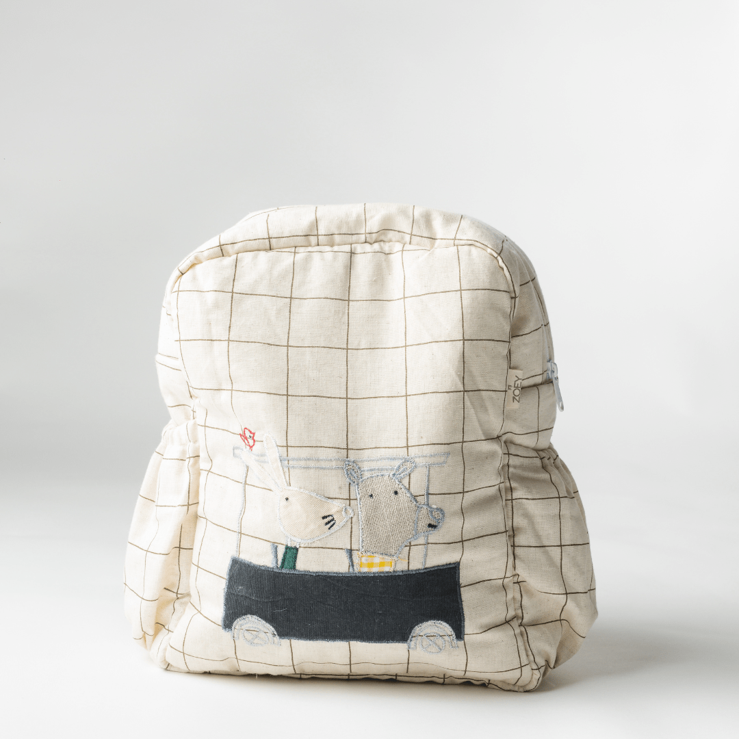 Buggy Ride Personalised School Bag, Hand-Embroidered
