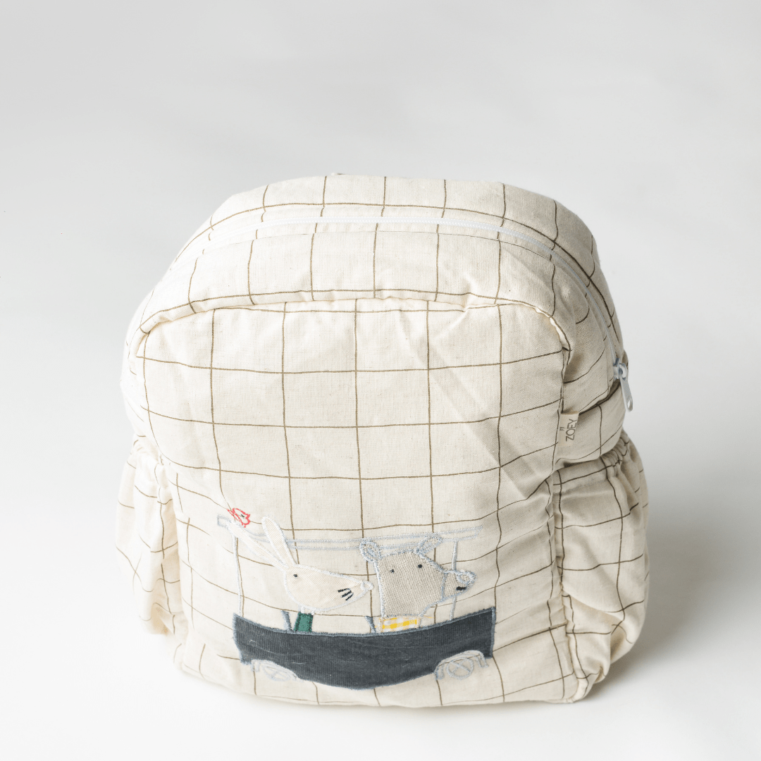 Buggy Ride Personalised School Bag, Hand-Embroidered